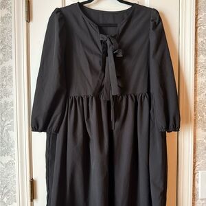 Tie Front Black Women's Dress